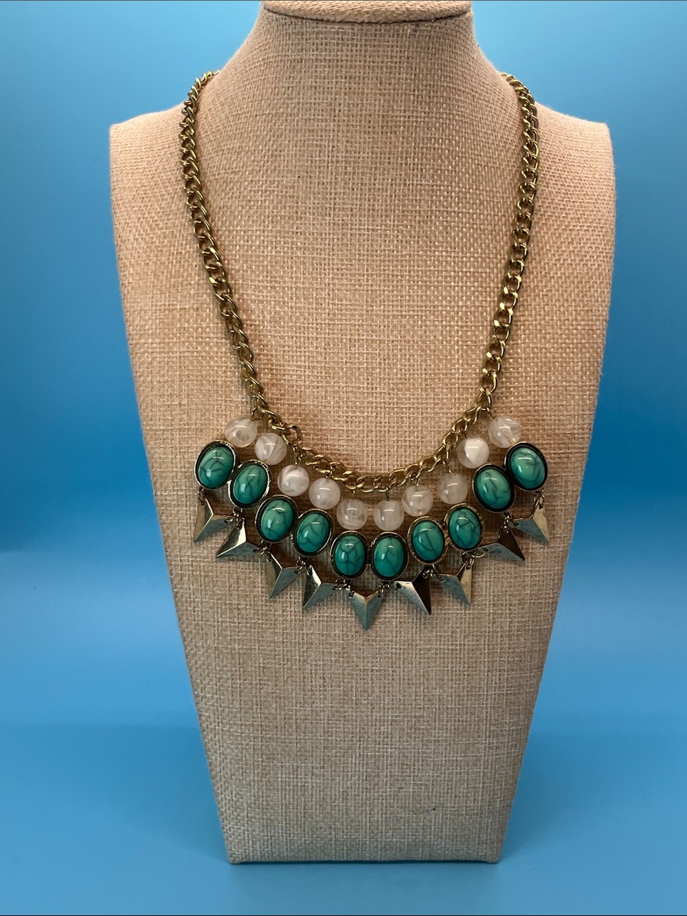 Erica Lyons Gold-Tone Necklace with Turquoise and Pearl Accents